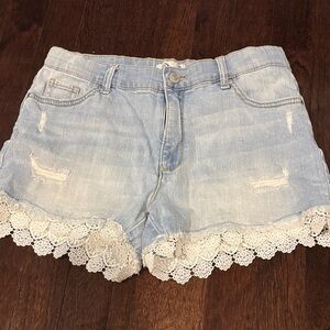 Jordache Denim Shorts with Lace Hem